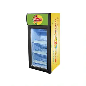 カスタムステッカー黒ガラスドア直立ディスプレイ飲料カウンタートップディスプレイ冷蔵庫