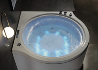 Baignoire de massage hydrosexuelle moderne haut de gamme, commande informatique pour jacuzzi, 16 jets, acrylique, autoportante, cascade intérieure
