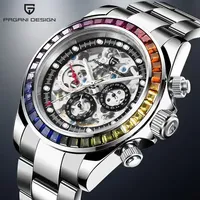 Pagani Design PD-1653 mécanique automatique montres hommes horloge boîte évider chronographe lumineux hommes montre-bracelet en acier inoxydable