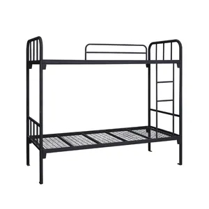 Litera de hierro para dormitorio individual de niños, cama de metal escolar con recubrimiento en polvo, doble cubierta