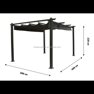 3x4m có thể thu vào ngoài trời pergola với <span class=keywords><strong>Sun</strong></span> <span class=keywords><strong>Shade</strong></span> tán kim loại nơi trú ẩn cho vườn hiên bãi biển nướng khu vị-đồ Gỗ Ngoài Trời - Product Image 3