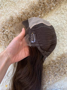 Nouveau populaire Top Grade cheveux russes brun foncé avec Dark Cool <span class=keywords><strong>Beige</strong></span> Highlight Luxe Lace Top perruque juive pour les femmes perte de cheveux - Product Image 5