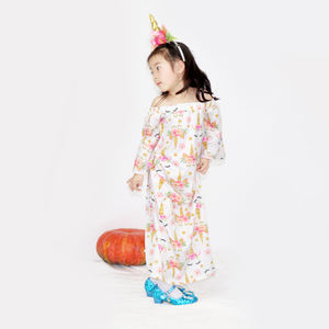 Ropa de Bebé Niña con Estampado Digital Personalizado, Vestido Largo con Hombros Descubiertos y Estampado Floral, Venta al Por Mayor - Product Image 6