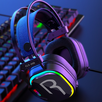 Headphone Berkabel Over-ear dengan Active Noise Cancellation (ANC), Bass Boost, Mikrofon, Efek Cahaya Warna-warni, untuk PS4, Musik, DJ, AAC, Dynamic