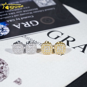 Testeur de diamants prêt à expédier boucles d'oreilles à tige en moissanite VVS en argent sterling 925 <span class=keywords><strong>populaire</strong></span> Hip Hop glacé - Product Image 1