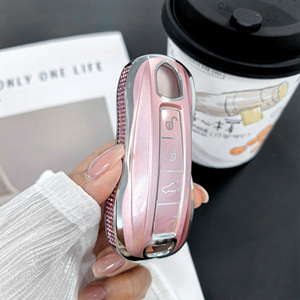 Coque de clé télécommande de luxe pour <span class=keywords><strong>Porsche</strong></span> <span class=keywords><strong>Macan</strong></span> EV, ornée de strass fantaisie, pour filles, vente en gros, porte-clés de luxe - Product Image 1