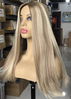 Perruque juive blonde balayage dimensionnelle, entièrement en dentelle, avec cheveux de bébé, sans perte ni emmêlement, en cheveux humains vierges, perruque casher