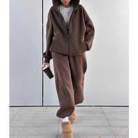 2025 nouveau survêtement Streetwear pour femmes sweat à capuche et pantalon de survêtement de couleur unie ensemble en tissu éponge technique de lavage à l'acide approvisionnement ODM