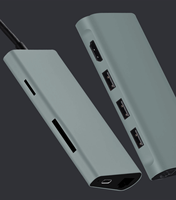 Base de Conexión USB3.0 con Hub USB Tipo C para Lector de Tarjetas SD y TF, Puertos VGA, RJ45, Ethernet para Laptop y Teléfono, Hub USB C
