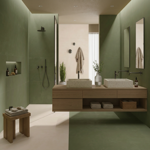 Surface inspirée du tissu vert 600x1200, une surface haut de gamme dotée de textures douces et de tons neutres élégants, conçue pour - Product Image 1