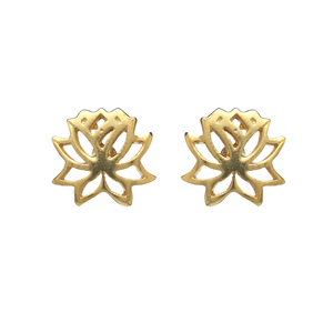 Boucles d'oreilles Lotus en argent sterling 925 plaqué or 18 carats pour femme - Product Image 1