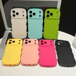 เคสโทรศัพท์ TPU นิ่มกรอบคลื่นสีล้วนสำหรับ iPhone 17 16 15 14 13 12 11 PRO MAX กันกระแทกกันลื่นฝาหลัง - Product Image 1