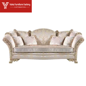 Divano Chesterfield Classico di Lusso in Stile Francese, Due Posti, in Legno Intagliato e Tessuto, <span class=keywords><strong>Arredamento</strong></span> per Soggiorno di Appartamenti - Product Image 1