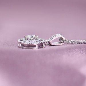 Beautiful Necklace Contained Multiple Round Intersection Melees Inlaid Moissanite Main Stone for Wedding <b>Engagement</b> - Product Image 3