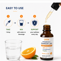 Gouttes liquides OEM de Vitamine D3, Magnésium et Zinc, saveur Orange, Triple Protection pour l'Immunité, les Os et l'Humeur, Complément Oral