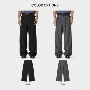 Lyocell Anti-Wrinkle <b>Double</b> <b>Pleated</b> <b>Trousers</b> Unisex, Relaxed Straight Leg Wide Fit Casual Business Pants Custom Logo - Product Image 4