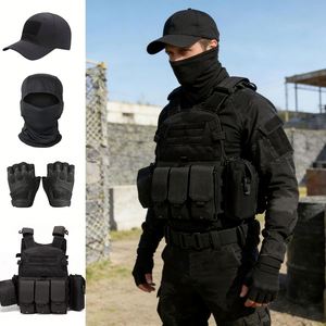 Gilet en jean tactique d'extérieur style usine, unisexe, ajustement réglable, noir, design Molle pour l'entraînement sportif et les activités de plein air - Product Image 1