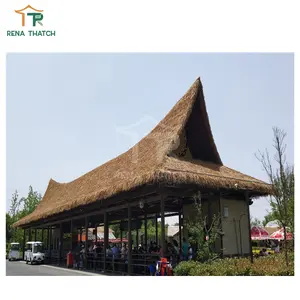 Thatch plastik tahan api buatan kualitas tinggi thatch sintetis untuk atap di resor dan ubin gazebo