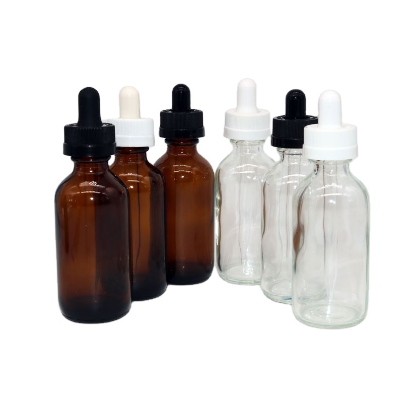 Glass Bottle 60ml 60ml Clear Amber Boston Round Glass Bottle For E Juice