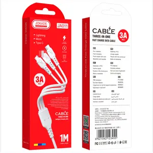 Kakesiga & JOKADE-cable de datos usb 3 en 1, cable de carga inteligente (1 metro) de PVC para teléfono móvil