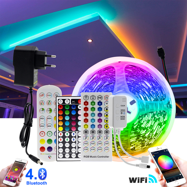 BT APP Control LED Strip Lights 20M RGB 5050 SMD Flexible Ribbon Waterproof RGB LED Light 5M 10M Tape Diode DC 12V Control