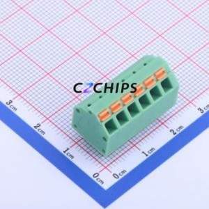 KF250NH-3.81-6P Spring Terminal Block Through hole Component (THT),P=3.81mm Connector 1x6P 3.81mm Green 6P - Product Image 1