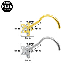 Anneau de nez en titane en forme de S avec cristal étoilé pour piercing de nez, bijou unisexe, accessoire de mode ASTM F136 - Product Image 4
