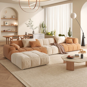Italian Popular Fabric <b>Sofa</b> Cream Style <b>Small</b> Apartment Tech Cloth Straight Corner Puff <b>Sofa</b> Combination - Product Image 4