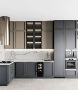 Meubles de cuisine en MDF laqué blanc prêts à assembler, style shaker, ensemble complet avec îlot - Product Image 4