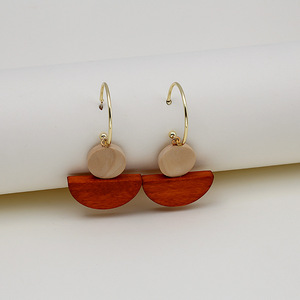 Sdell colgante de Pendientes de Forma geométrica de madera mới Bohemian gỗ hình học dài bông tai bạc kim tai móc - Product Image 5