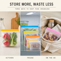 Ensemble de sacs de conservation écologiques réutilisables sans BPA, sacs de congélation en PEVA, pochettes hermétiques à fermeture éclair pour sandwichs et collations pour la cuisine