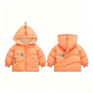 Veste rembourrée pour enfants à motif de <span class=keywords><strong>dinosaure</strong></span>, manteau d'hiver à capuche doublé en polaire, vêtements d'extérieur chauds et décontractés pour bébés garçons et filles - Product Image 4