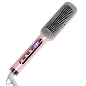 Lisseur portable 2 en 1 chauffé au micro-ondes 2023 vente chaude cheveux rouleaux bigoudis professionnel lisseur de cheveux peigne métallique