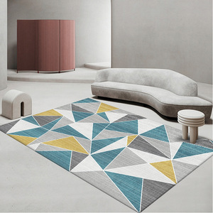 Alfombra de terciopelo geométrica Wan Xinlong, alfombra rectangular moderna, fácil de limpiar, alfombra para sala de estar y sofá - Product Image 2