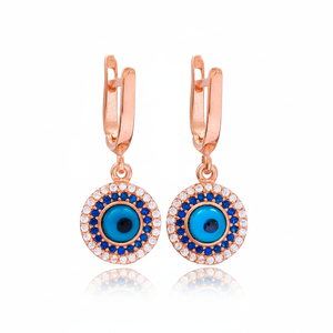 Moda suerte símbolo ojo forma turco venta al por mayor hecho a mano 925 pendientes colgantes de plata esterlina joyería fina - Product Image 2
