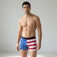 Boxer imprimé pour hommes, sous-vêtements à taille élastique, motif drapeau, usage quotidien