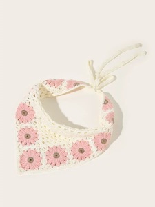 Bandana Triangular de ganchillo con margaritas, pañuelo de punto hecho <span class=keywords><strong>a</strong></span> mano para la cabeza, Primavera - Product Image 3