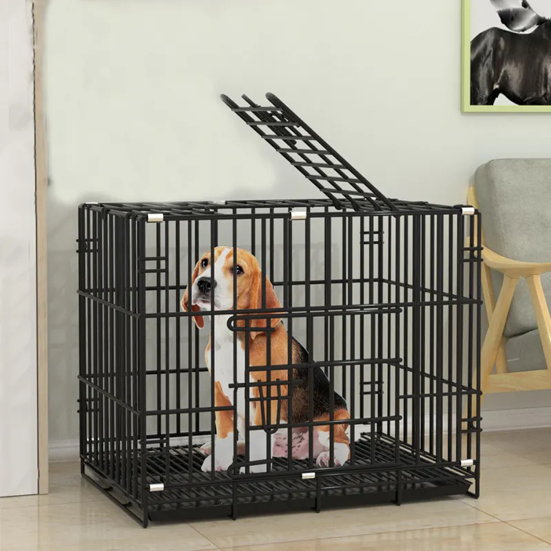 Yüksek kaliteli katlanabilir kalın demir köpek kedi kafesi evler ürün küçük ve orta evcil hayvan kafesi tuvalet ile