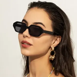 Ucuz toptan plastik poligon çerçeveleri Shades güneş gözlüğü güneş gözlüğü kadınlar için güzellik