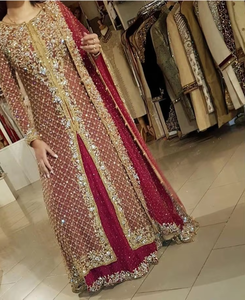 Ensemble de lehenga choli de mariée - Broderie Zardozi lourde sur tissu en acétate |   Robe de Mariage Indienne/Pakistanaise 2019 (Couleur Personnalisée) - Product Image 5
