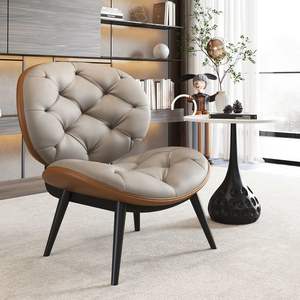 Fauteuil moderne capitonné, design semi-circulaire, rembourrage en mousse, chaise de salon, usage adulte - Product Image 1