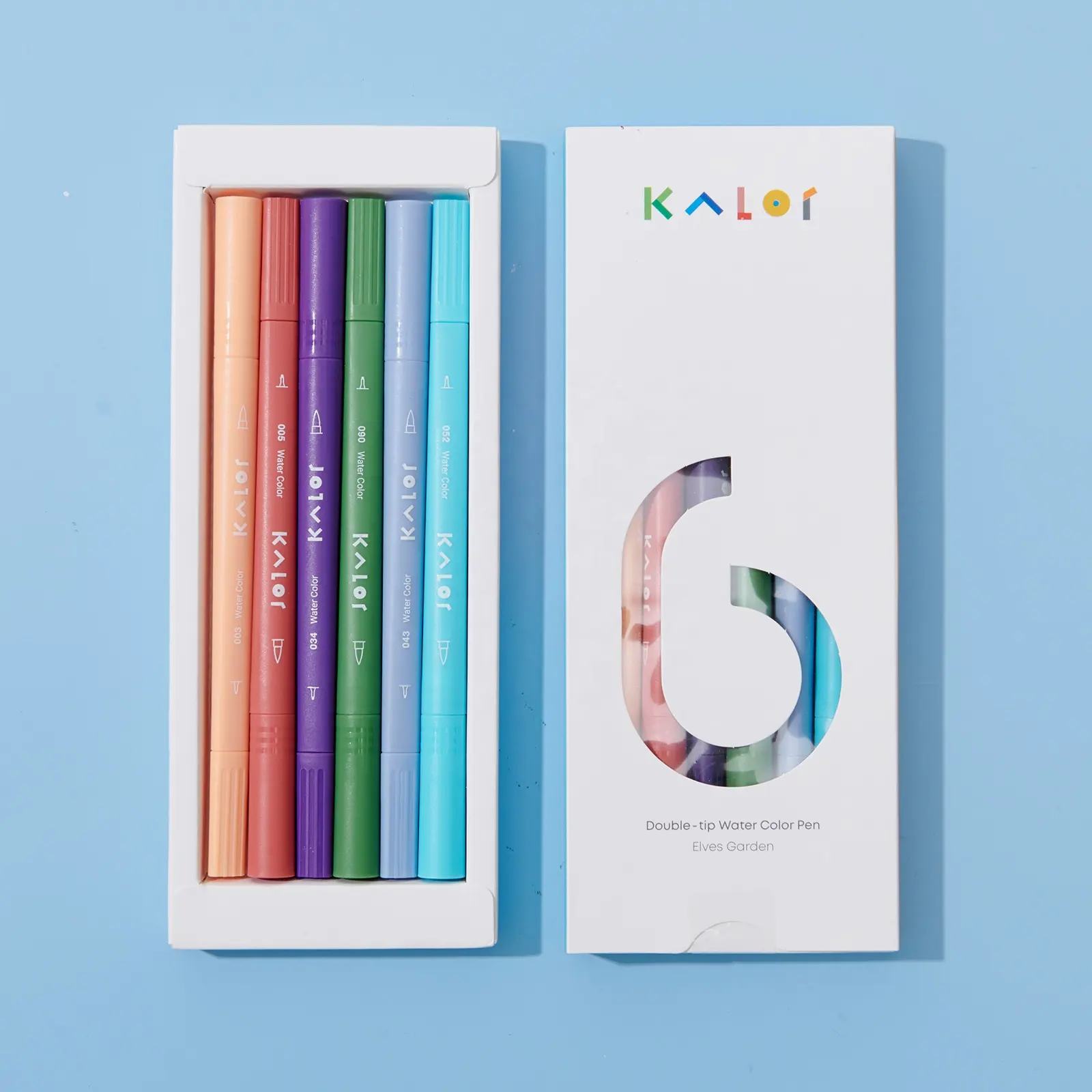 KACO KALOR Elves jardin 6 couleurs vibrantes stylos de peinture à double pointe marqueurs d'art encre à base d'eau lavable aquarelle stylo pinceau