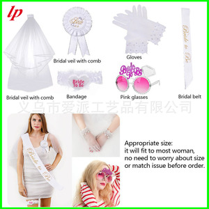 Ensemble de voile de mariée avec gants, lunettes et écharpe blancs LPP4357 - Product Image 2