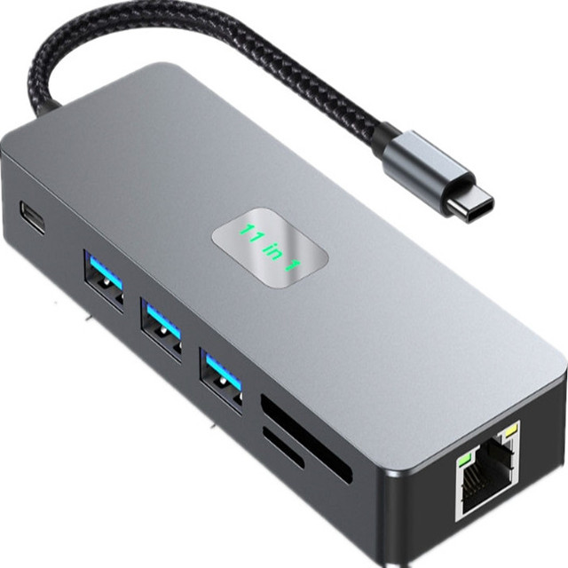 Hot Sale 4K 60Hz USB C Hub Multi-Function DP Displayport RJ45 USB 3.2 100W Adapter Type C Docking Station Splitter"