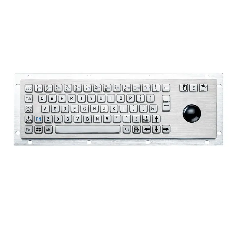 Прочная IP65 Антивандальная Панель Крепление USB Проводная клавиатура из нержавеющей стали промышленная металлическая клавиатура с трекболом CE RoHs