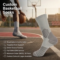 Chaussettes de basketball personnalisées OEM, confortables, avec coussinets en tissu éponge, respirantes, pour hommes et jeunes, pour l'exercice