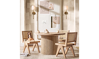 Table basse ronde en chêne massif de style moderne BH03 avec base à cannelures, chaise de salle à manger pour enfants