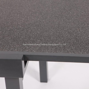 Leisure Modern Outdoor Dining Extension <b>Table</b> 90/180cm Dark Gray <b>Aluminum</b> Glass Top Metal for Parks Exteriors - Product Image 6
