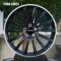 Jantes forgées sur mesure TITAN FORCE 19 20 21 22 pouces 5x112 5x130 noir mat avec bord poli compatibles Mercedes Maybach W221 W213 W447 C63S