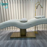 Table de massage électrique de luxe à 1 moteur avec revêtement en cuir PU, cadre métallique, dossier et repose-jambes réglables, lit de spa commercial durable